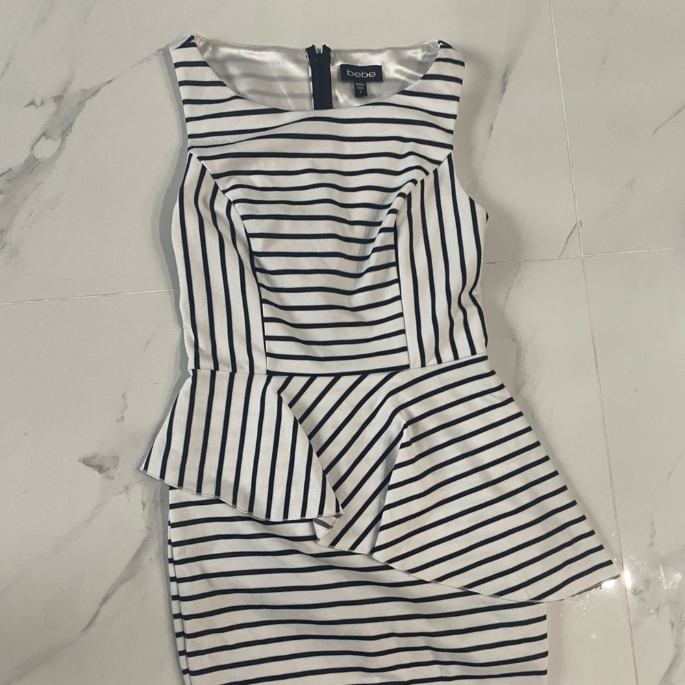 Vintage 2008 Bebe Monochrome Striped Dress